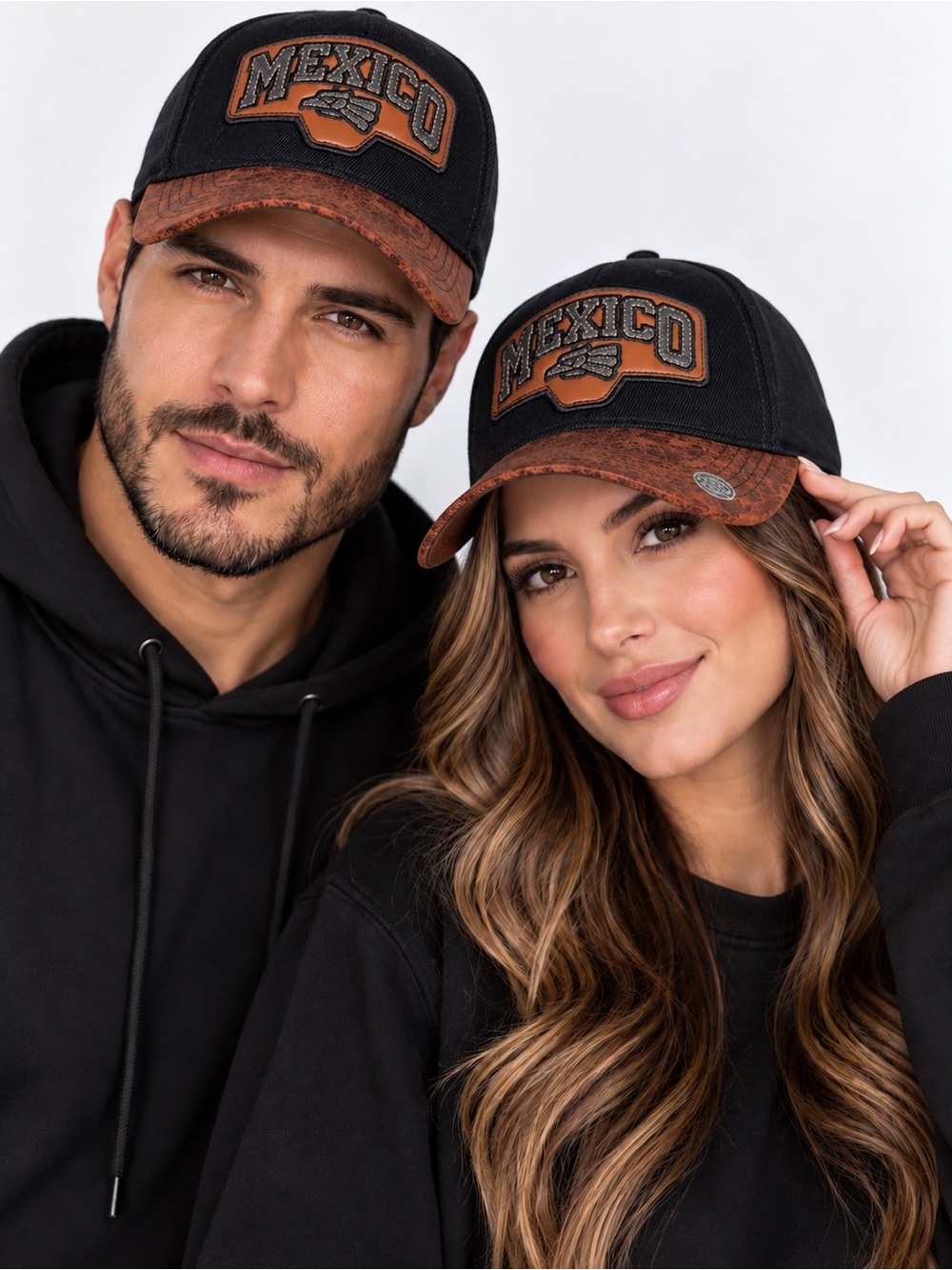 Zion Genuine Merchandise Mexico Cap Black Brown Faux Leather Adjustable Unisex